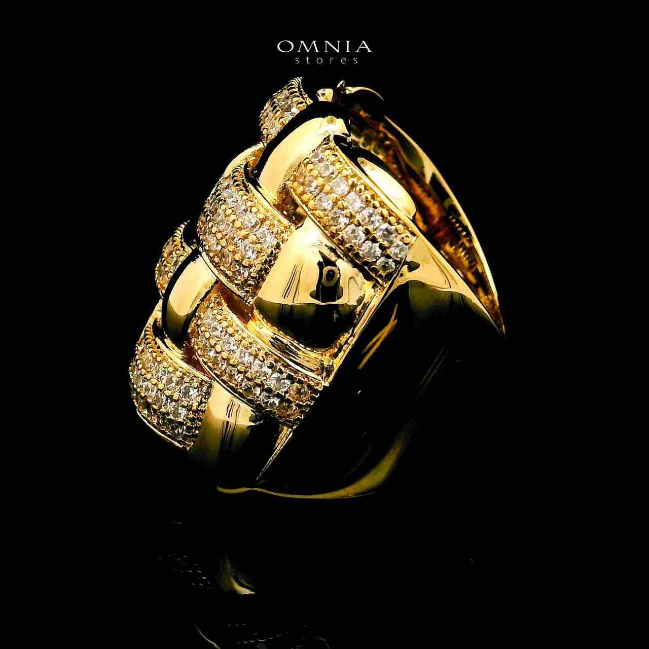Olfah 18k Gold Plated Ring With Rhodium Plated In High Quality Zircon Stone