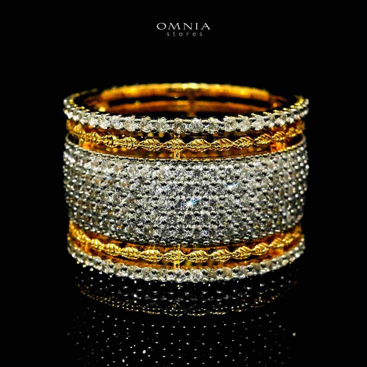 Omnia Zariah 18k Gold Plated Ring With Rhodium Plated In High Quality Zircon Stone - OMNIASTORES UAE