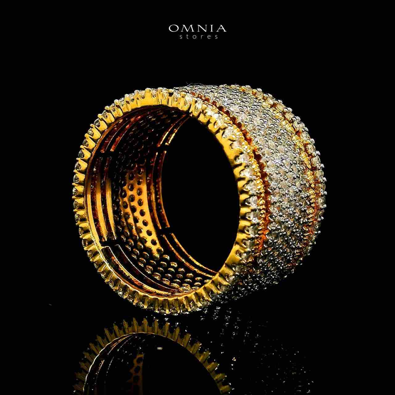 Omnia Zariah 18k Gold Plated Ring With Rhodium Plated In High Quality Zircon Stone