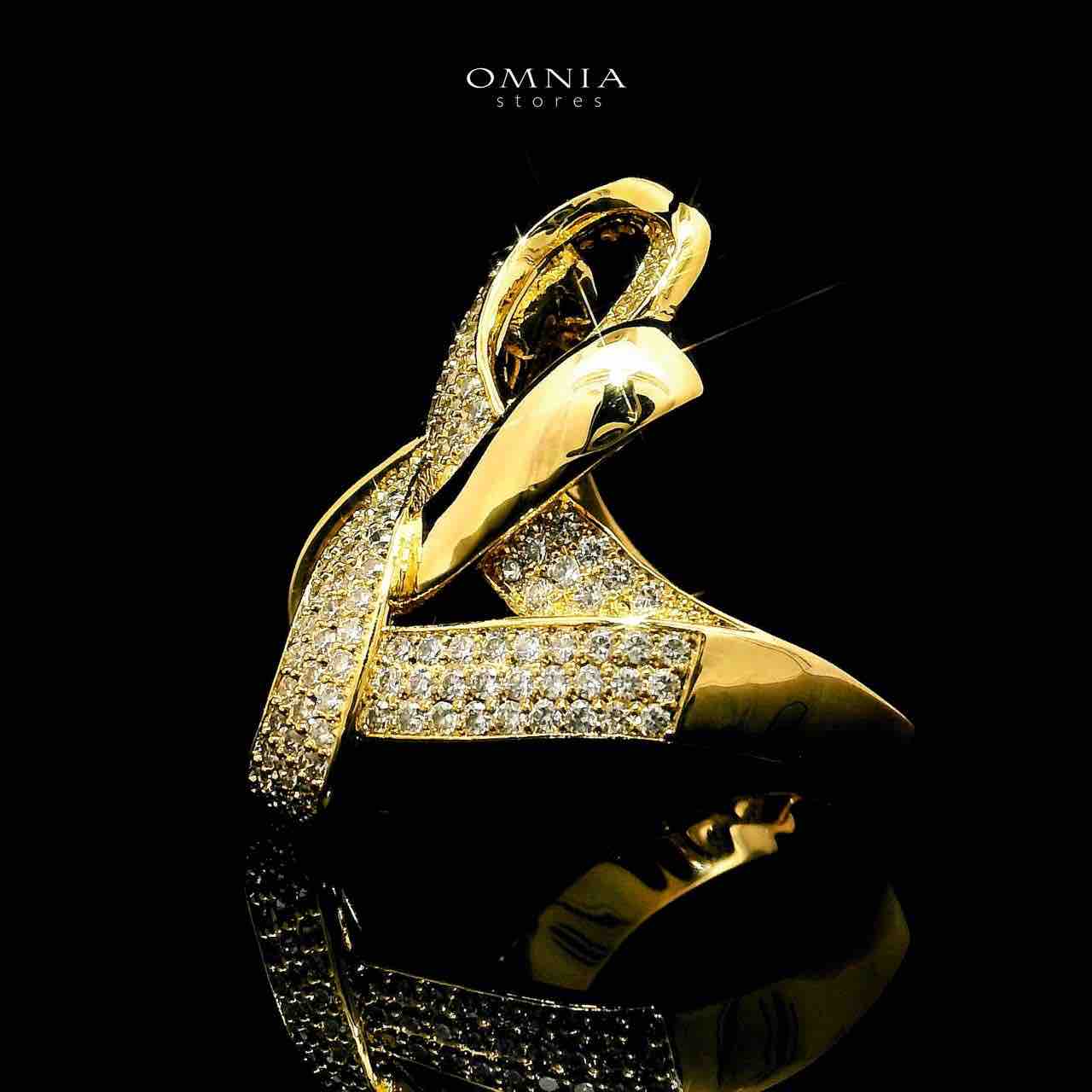 Omnia Kaifa 18k Gold Plated Ring With Rhodium Plated In High Quality Zircon Stone