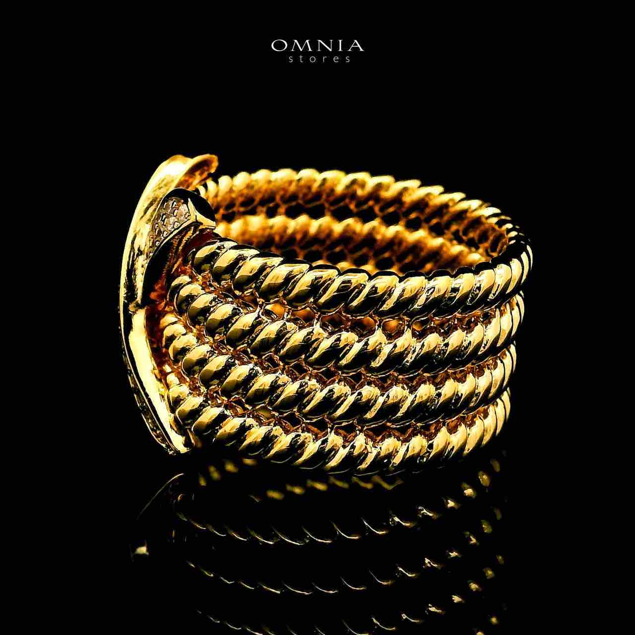 Omnia Baraka 18k Gold Plated Ring With Rhodium Plated In High Quality Zircon Stone