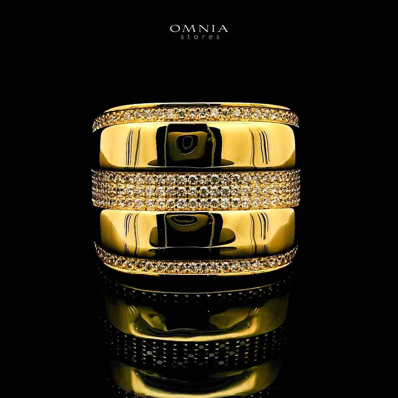 Omnia Chaza 18k Gold Plated Ring With Rhodium Plated In High Quality Zircon Stone - OMNIASTORES UAE