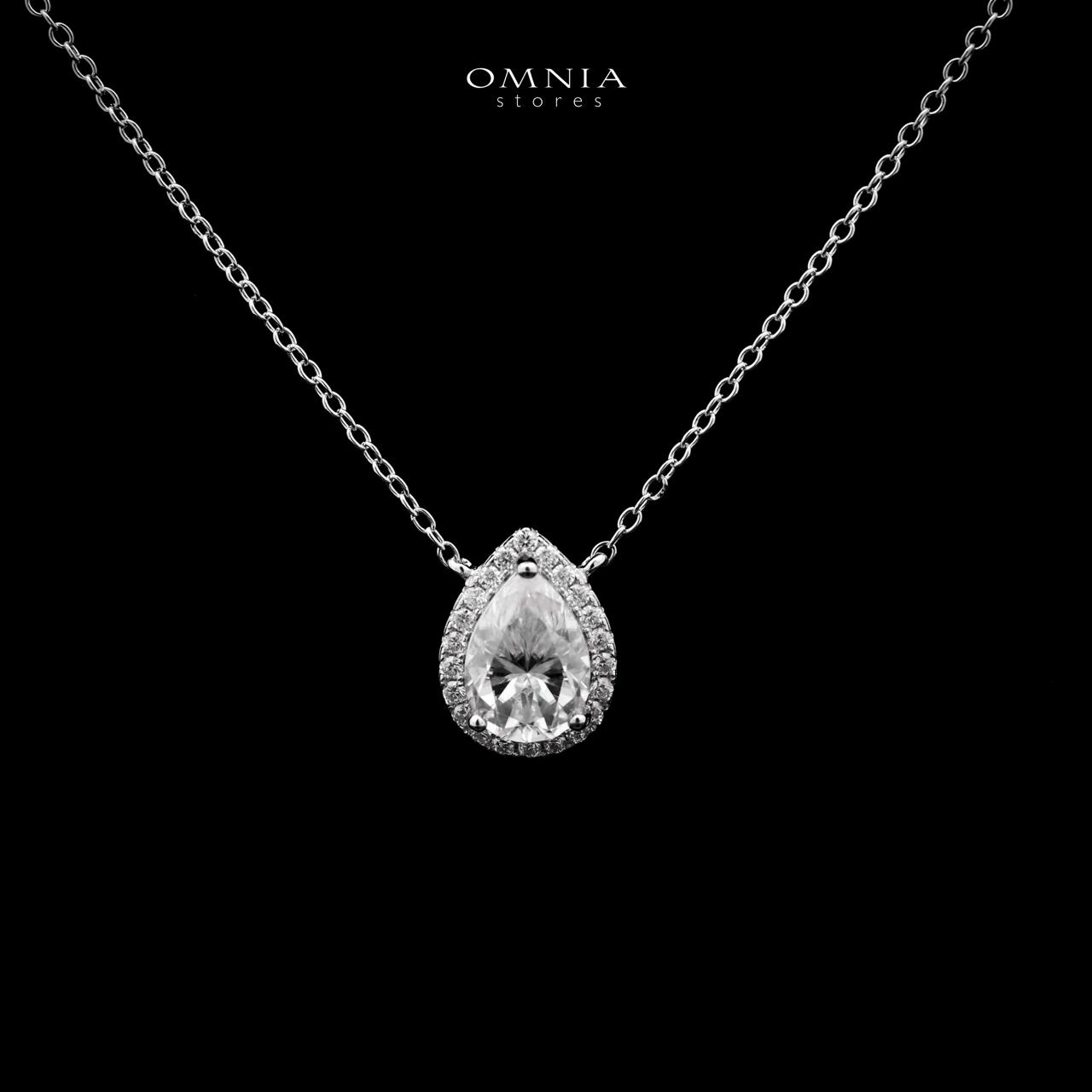 Omnia Izdihar Teardrop Pendant Necklace 925 Silver in GRA Certified High Quality White Moissanite Stones - OMNIASTORES UAE