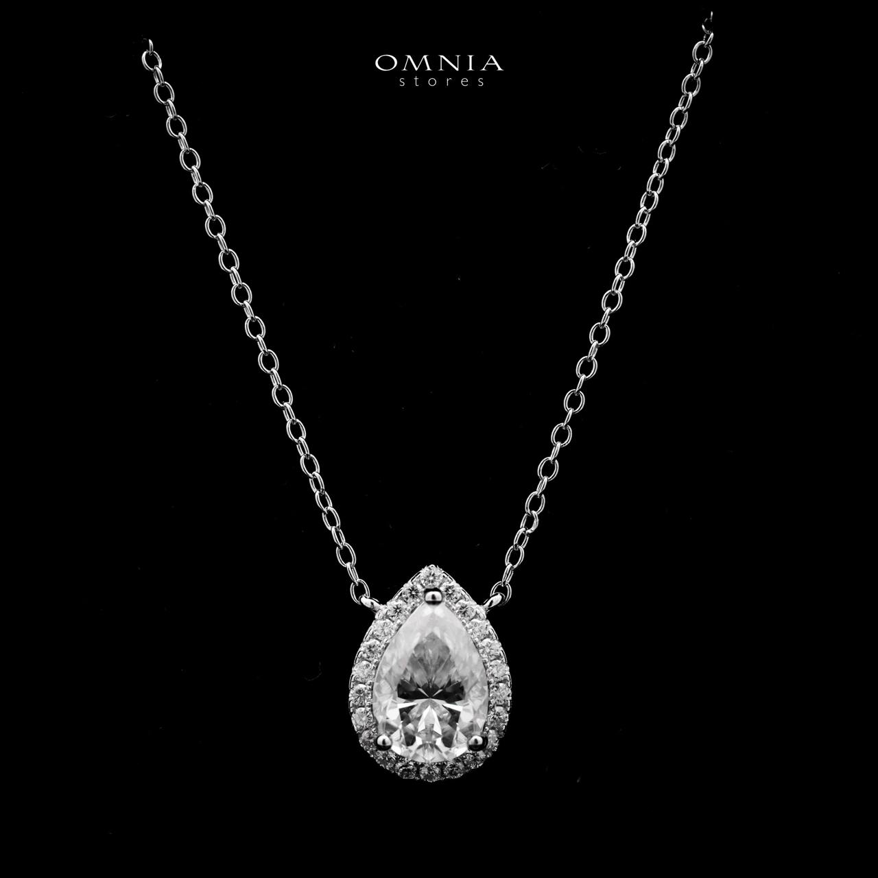 Omnia Izdihar Teardrop Pendant Necklace 925 Silver in GRA Certified High Quality White Moissanite Stones - OMNIASTORES UAE
