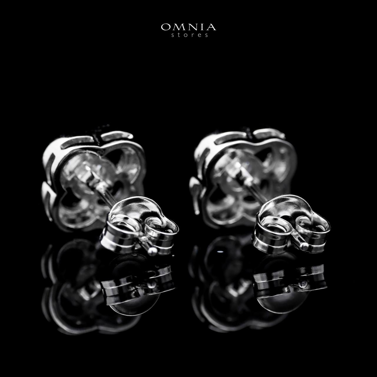 Omnia Kashifah Square Silver Earrings 925 Silver in GRA Certifited High Quality White Moissanite Stones - OMNIASTORES UAE