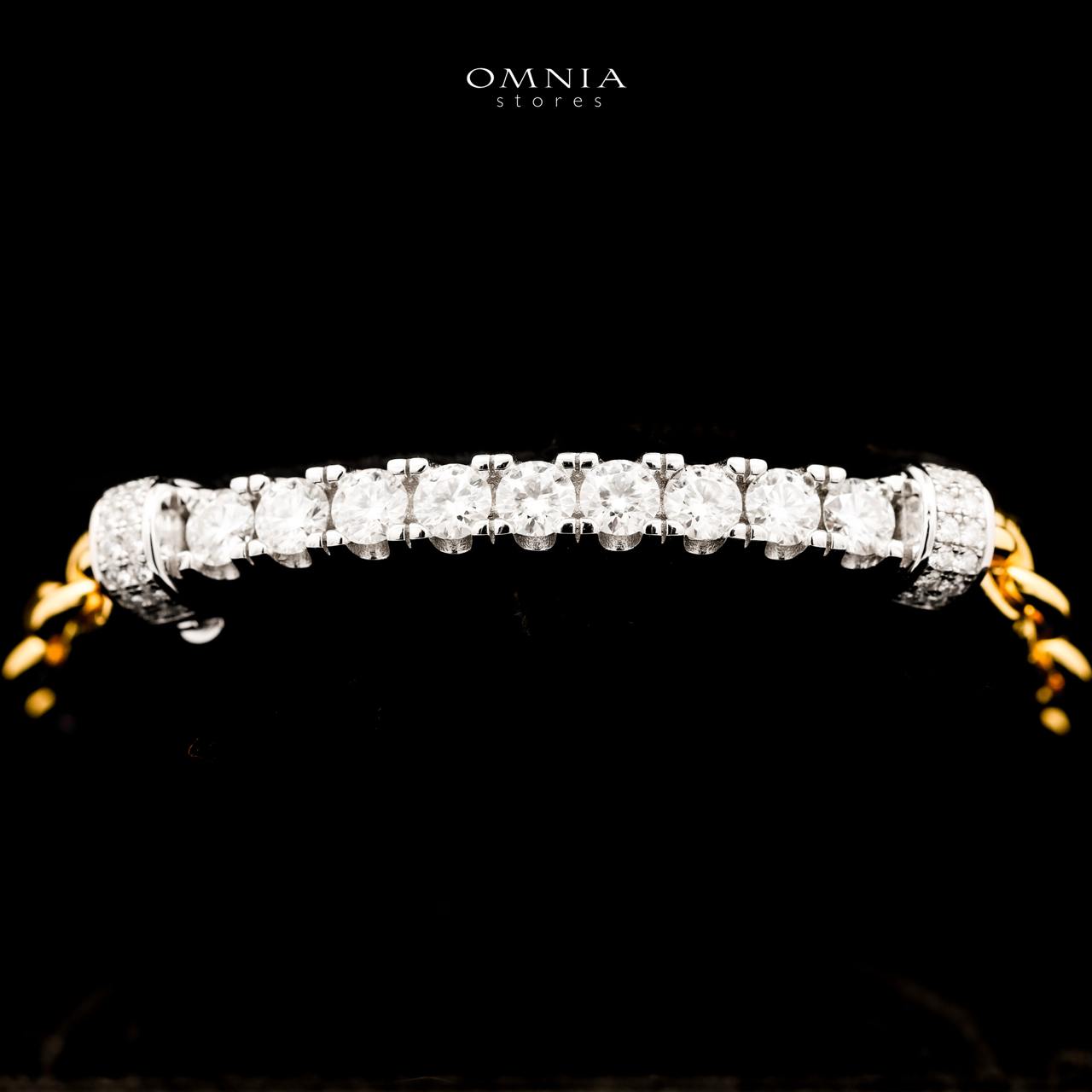 Omnia Wahaj Golden White Bracelet 925 Silver in GRA Certifited High Quality White Moissanite Stones - OMNIASTORES UAE