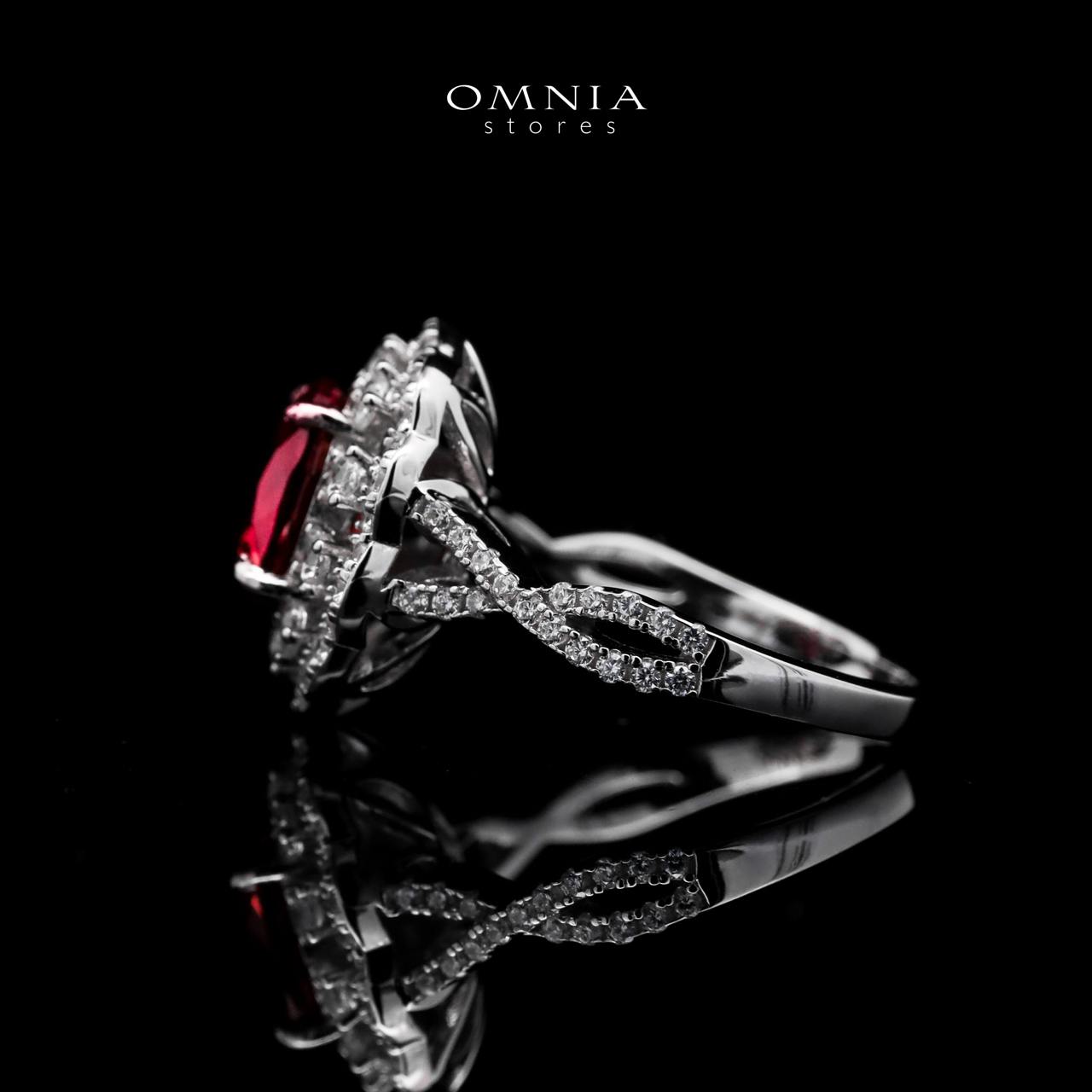 Omnia Chadia Silver Ring In 925 Silver High Quality GRC Certifited Red Lab Grown Ruby Stones - OMNIASTORES UAE