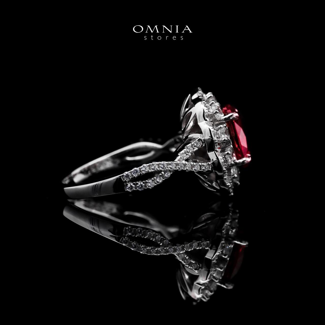 Omnia Chadia Silver Ring In 925 Silver High Quality GRC Certifited Red Lab Grown Ruby Stones - OMNIASTORES UAE