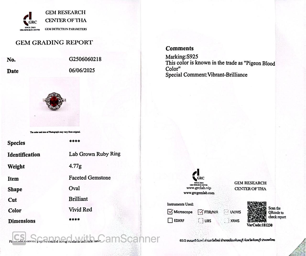 Omnia Chadia Silver Ring In 925 Silver High Quality GRC Certifited Red Lab Grown Ruby Stones - OMNIASTORES UAE
