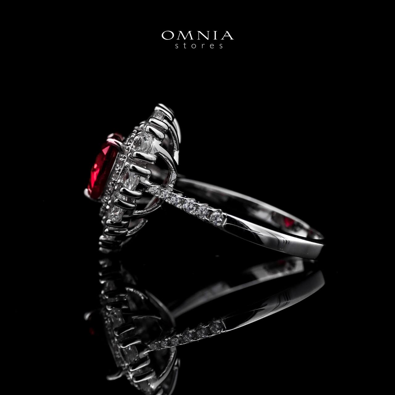 Omnia Lulwaan Silver Heart Ring In 925 Silver High Quality GRC Certifited Red Lab Grown Ruby Stones - OMNIASTORES UAE