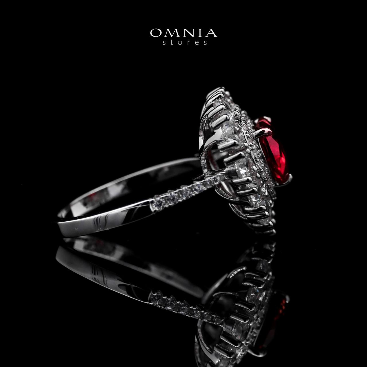 Omnia Lulwaan Silver Heart Ring In 925 Silver High Quality GRC Certifited Red Lab Grown Ruby Stones - OMNIASTORES UAE