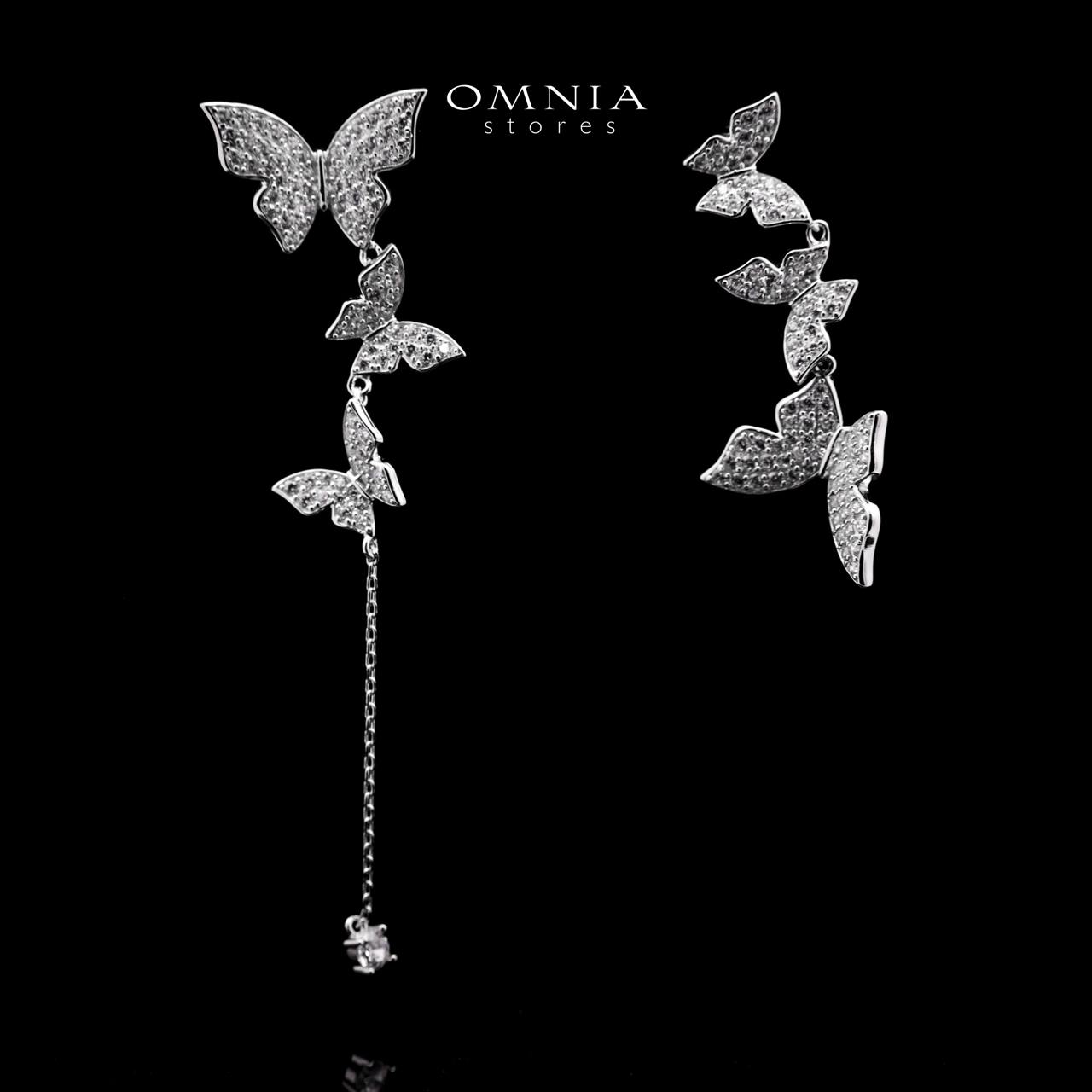 Mahtab Butterfly Earrings In 925 Silver High Quality Simulated Diamonds - OMNIASTORES UAE