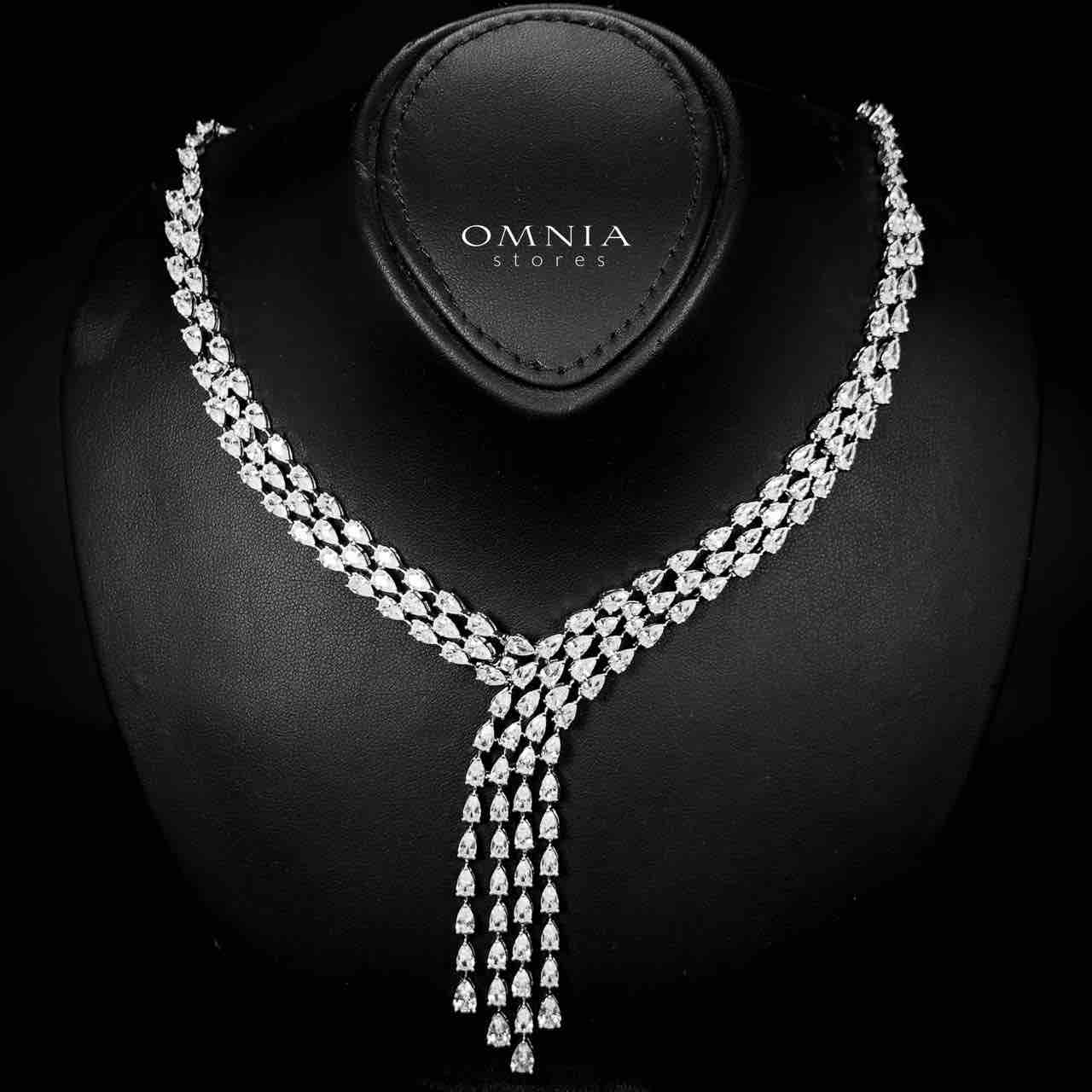 Omnia Michelle White Bridal Full Set Accessories in High Quality Zircon Stone in Rhodium Plated - OMNIASTORES KSA
