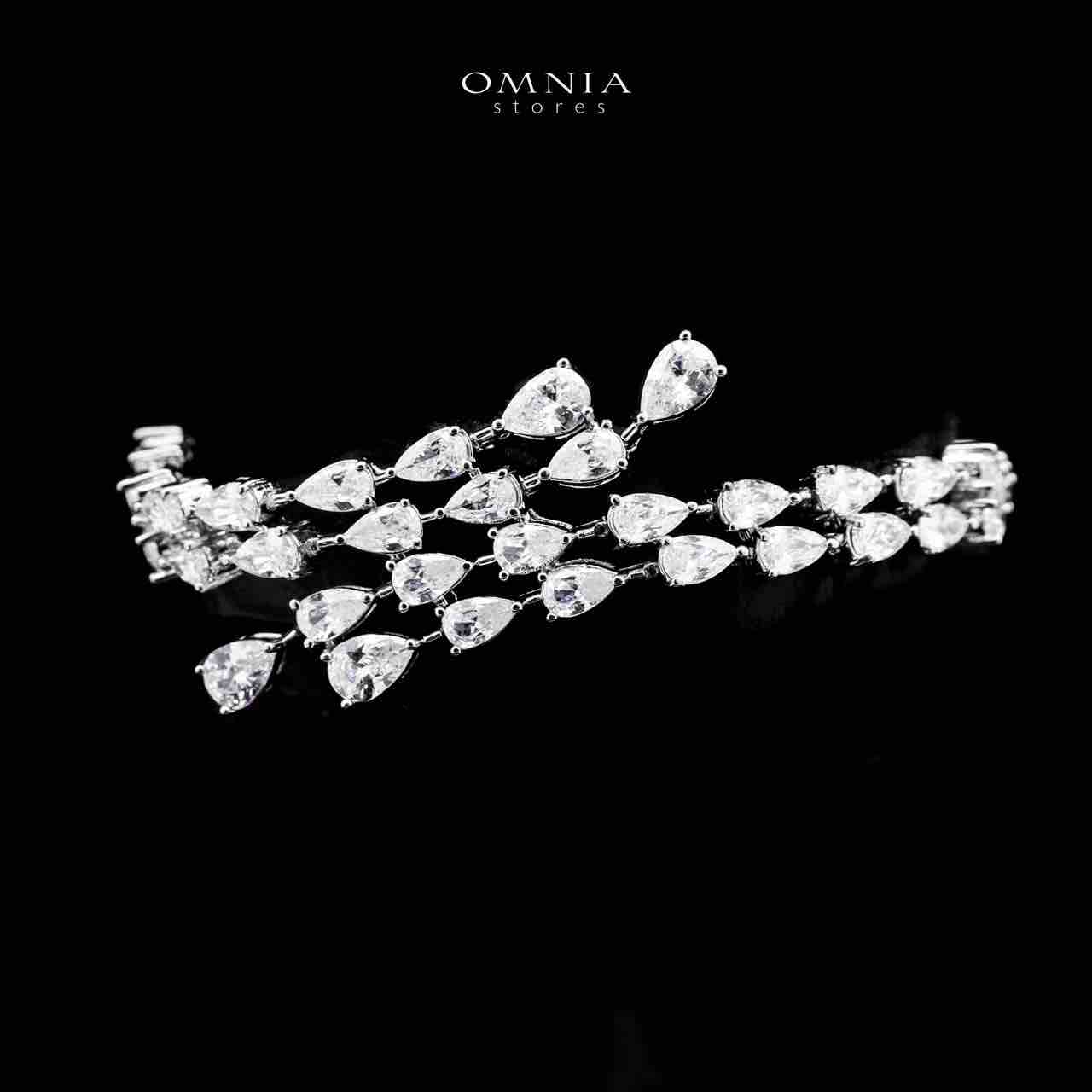 Omnia Michelle White Bridal Full Set Accessories in High Quality Zircon Stone in Rhodium Plated - OMNIASTORES KSA