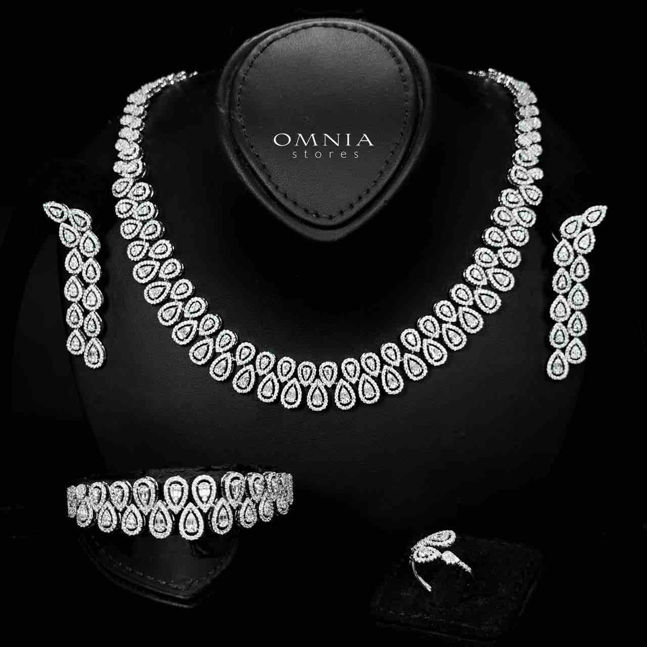 Omnia Kanzah Bridal White Full Set in High Quality Zircon Stone Rhodium Plated - OMNIASTORES UAE