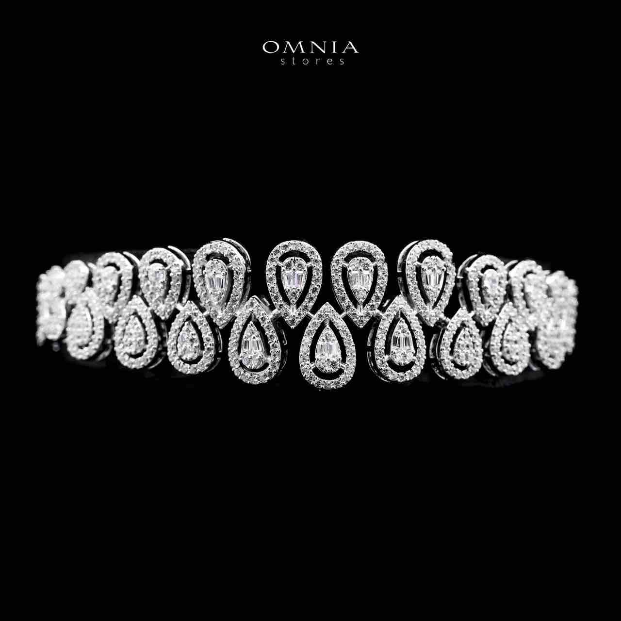 Omnia Kanzah Bridal White Full Set in High Quality Zircon Stone Rhodium Plated - OMNIASTORES UAE