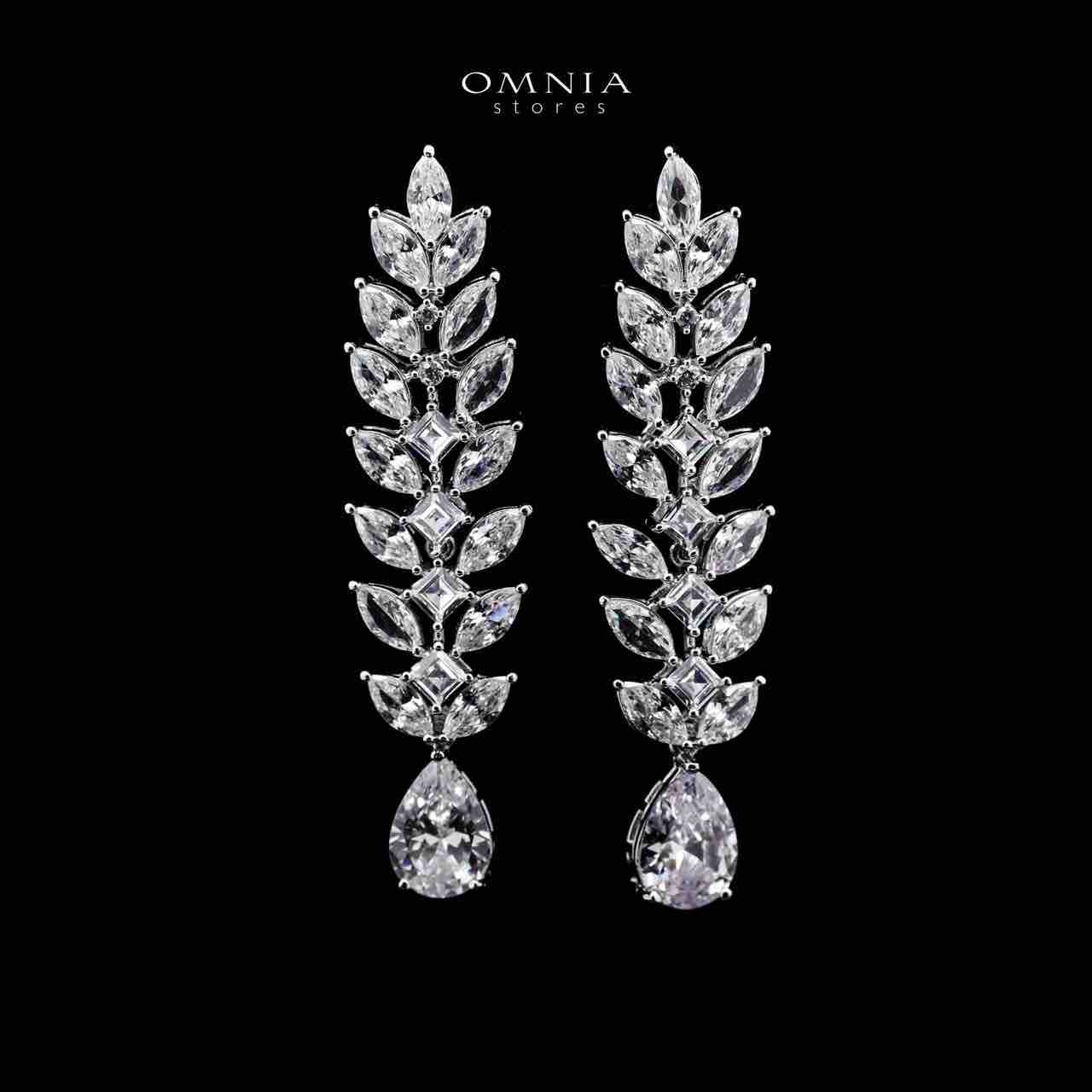 Omnia Dalal Bridal White Full Set with Teardrop Design in High Quality Zircon Stone Rhodium Plated - OMNIASTORES UAE