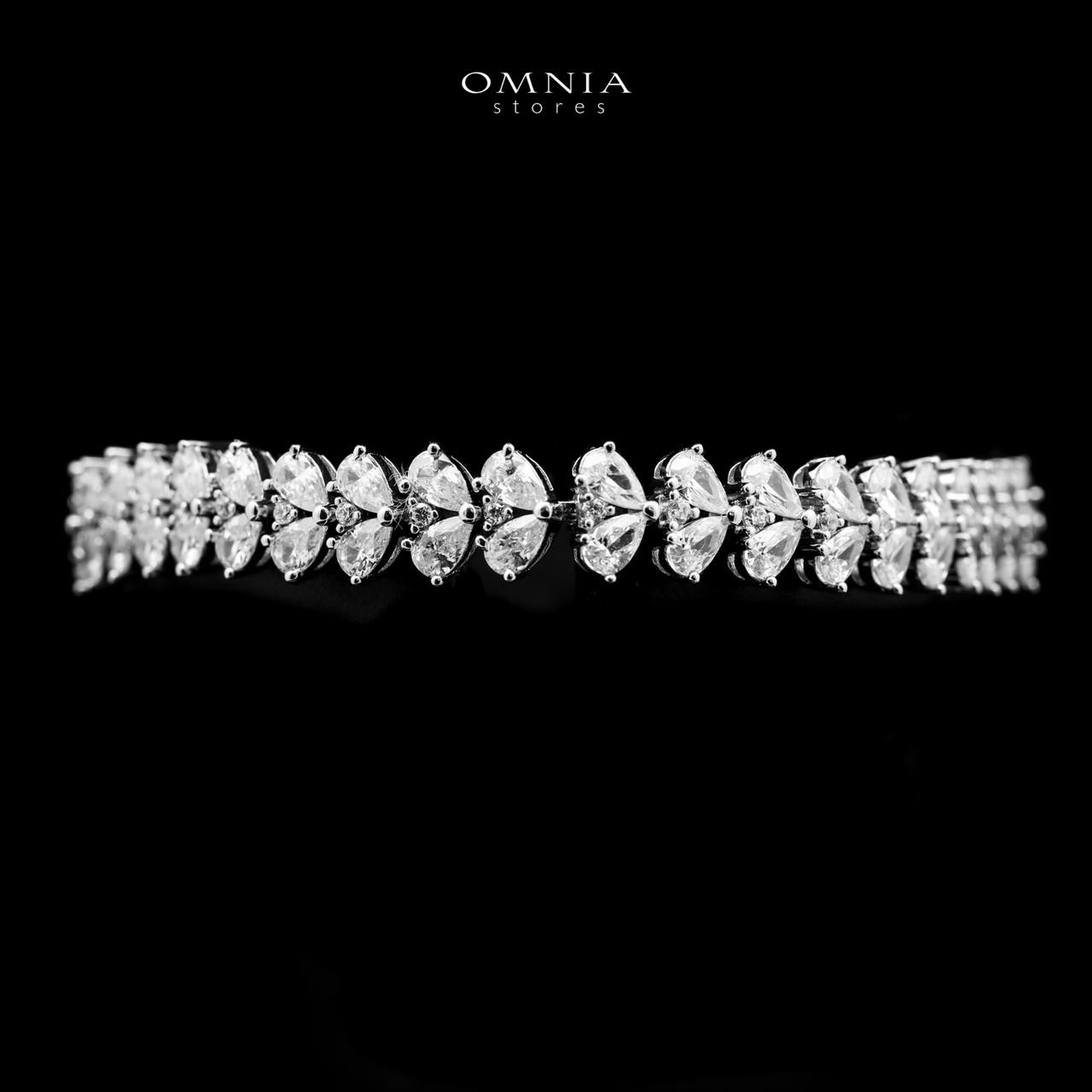 Omnia Ghazeeah Silver Bracelet in 925 Silver with High-Quality White Simulated Diamonds - OMNIASTORES UAE