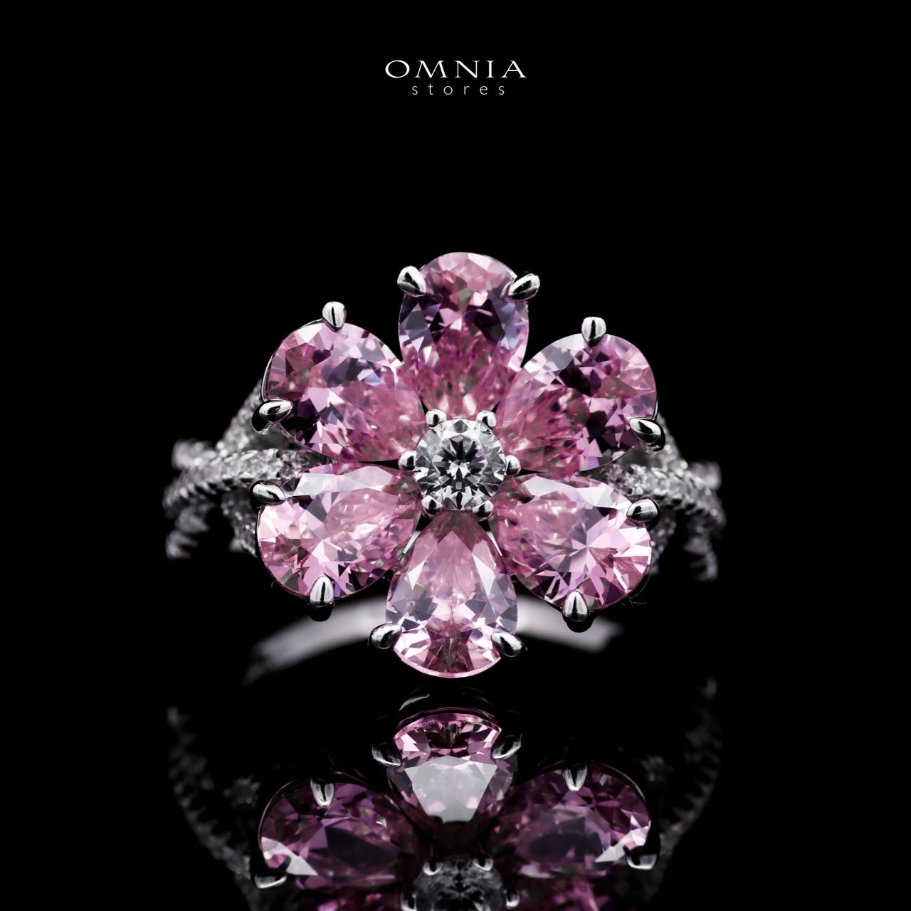 Omnia Chafia Silver 0.75 Carat Ring 925 Silver High Quality Pink Simulated Diamond Stones - OMNIASTORES UAE