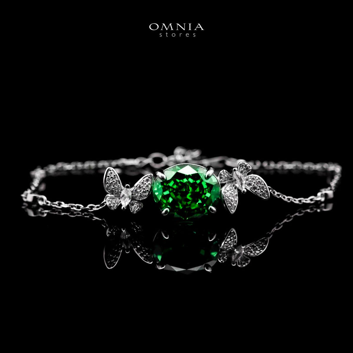 Omnia Maysun Bracelet In 925 Silver High Quality Green Simulated Diamonds - OMNIASTORES UAE