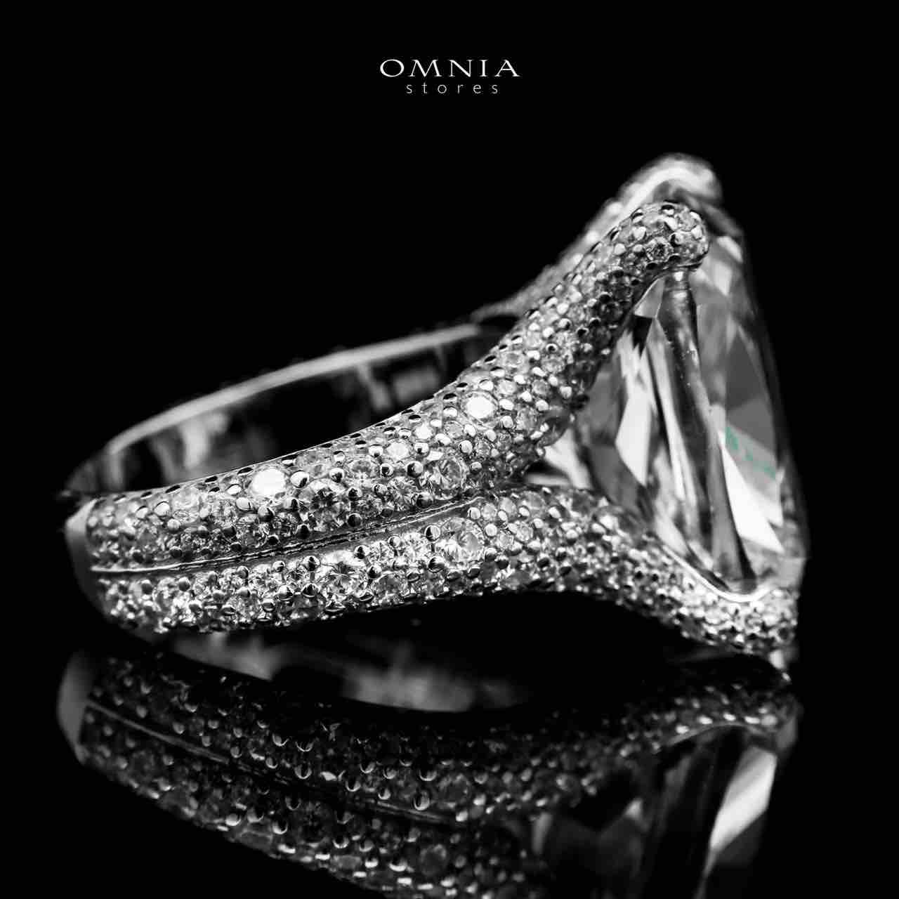 Omnia Diya white Ring 92.5 Silver in High Quality Simulated Diamonds - OMNIASTORES UAE