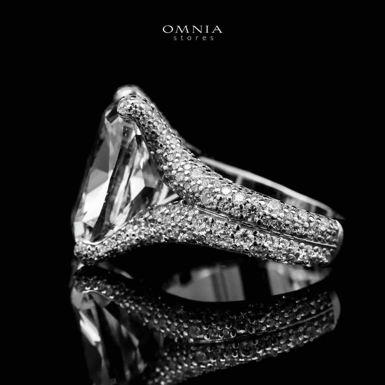 Omnia Diya white Ring 92.5 Silver in High Quality Simulated Diamonds - OMNIASTORES UAE