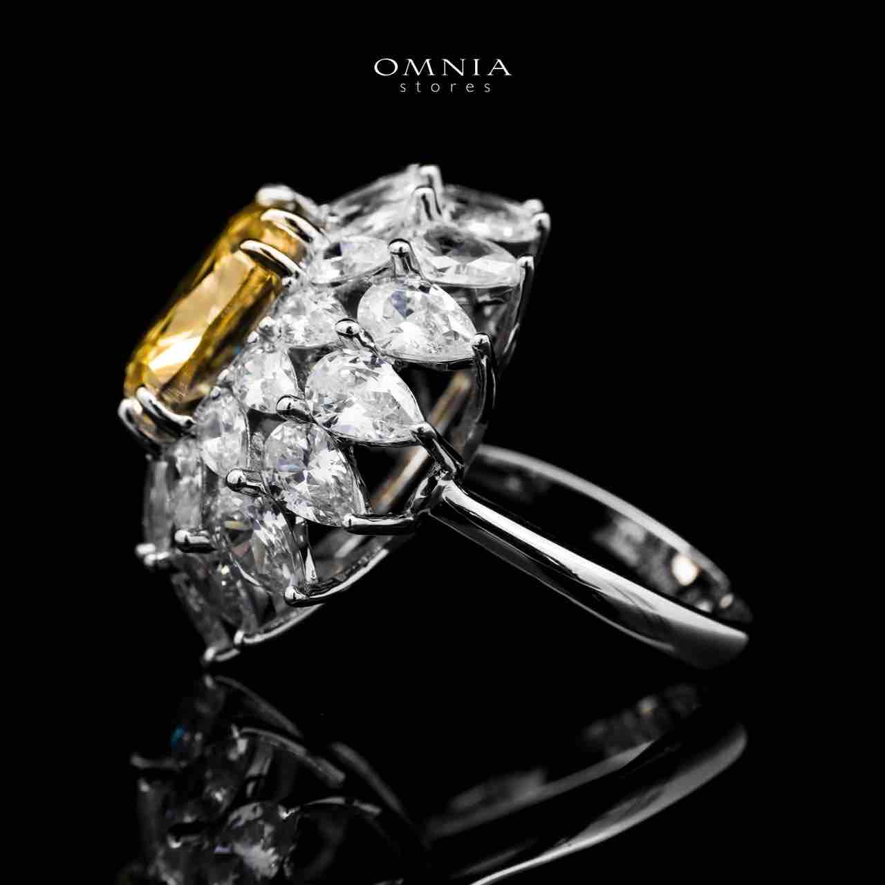 Omnia Thalia Yellow Ring In 925 Silver High Quality Simulated diamonds - OMNIASTORES UAE