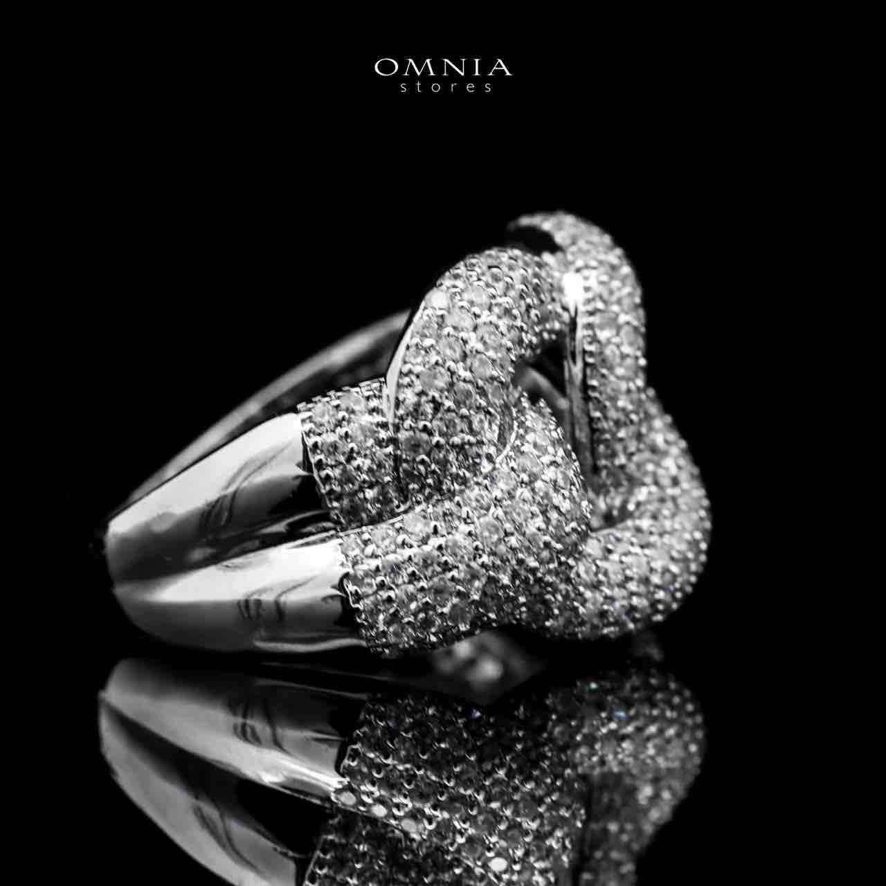 Omnia Amina Bold Chain White Ring in High Quality Copper Rhodium Plated - OMNIASTORES UAE
