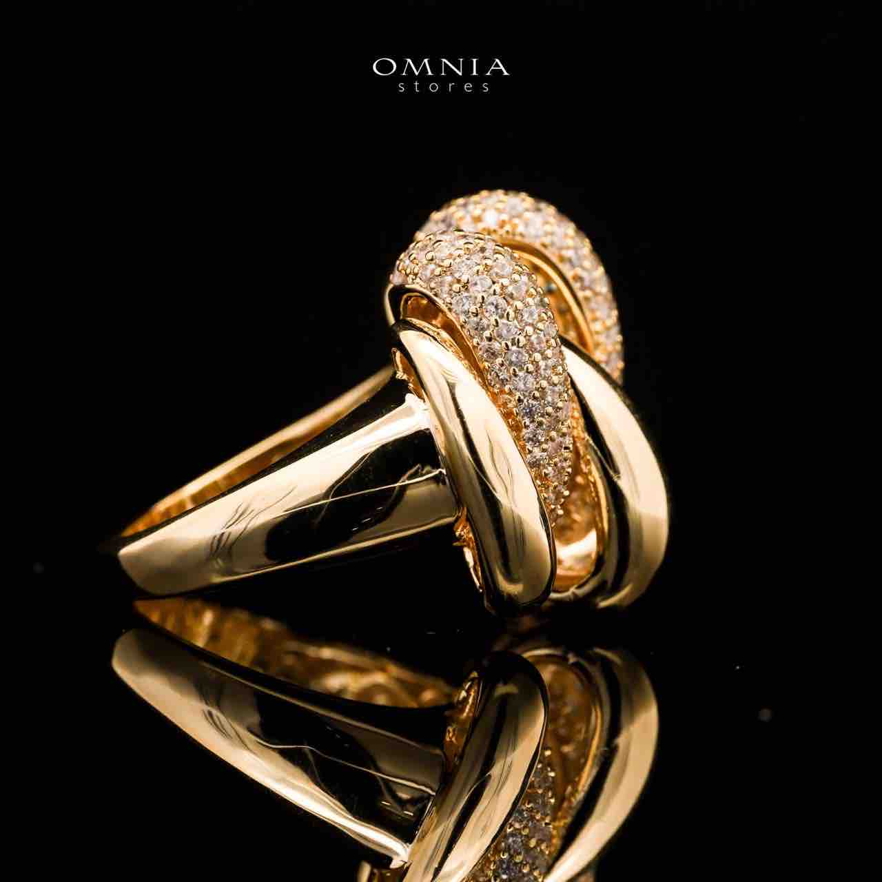 Omnia Rania Braided Gold Ring in High Quality Copper Rhodium Plated - OMNIASTORES UAE