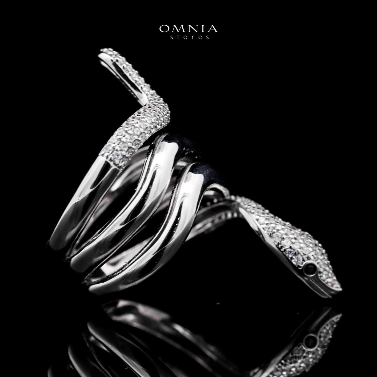 Omnia Aisha Snake Wrap Ring in High Quality Copper Rhodium Plated - OMNIASTORES UAE
