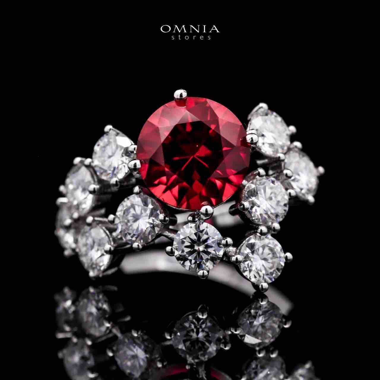 Omnia Istabraq Red Ring 92.5 Silver Certified in High Quality Lab Grown Ruby Stone - OMNIASTORES UAE