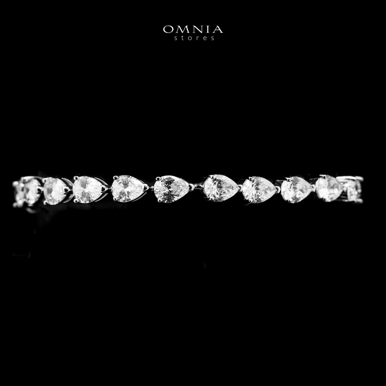 Omnia Naelah Silver Bracelet 925 Silver in High Quality White Simulated Diamonds Stones - OMNIASTORES UAE