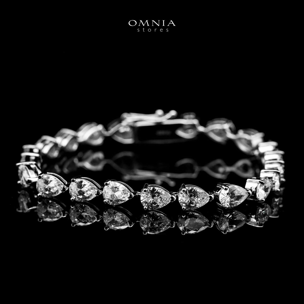 Omnia Naelah Silver Bracelet 925 Silver in High Quality White Simulated Diamonds Stones - OMNIASTORES UAE
