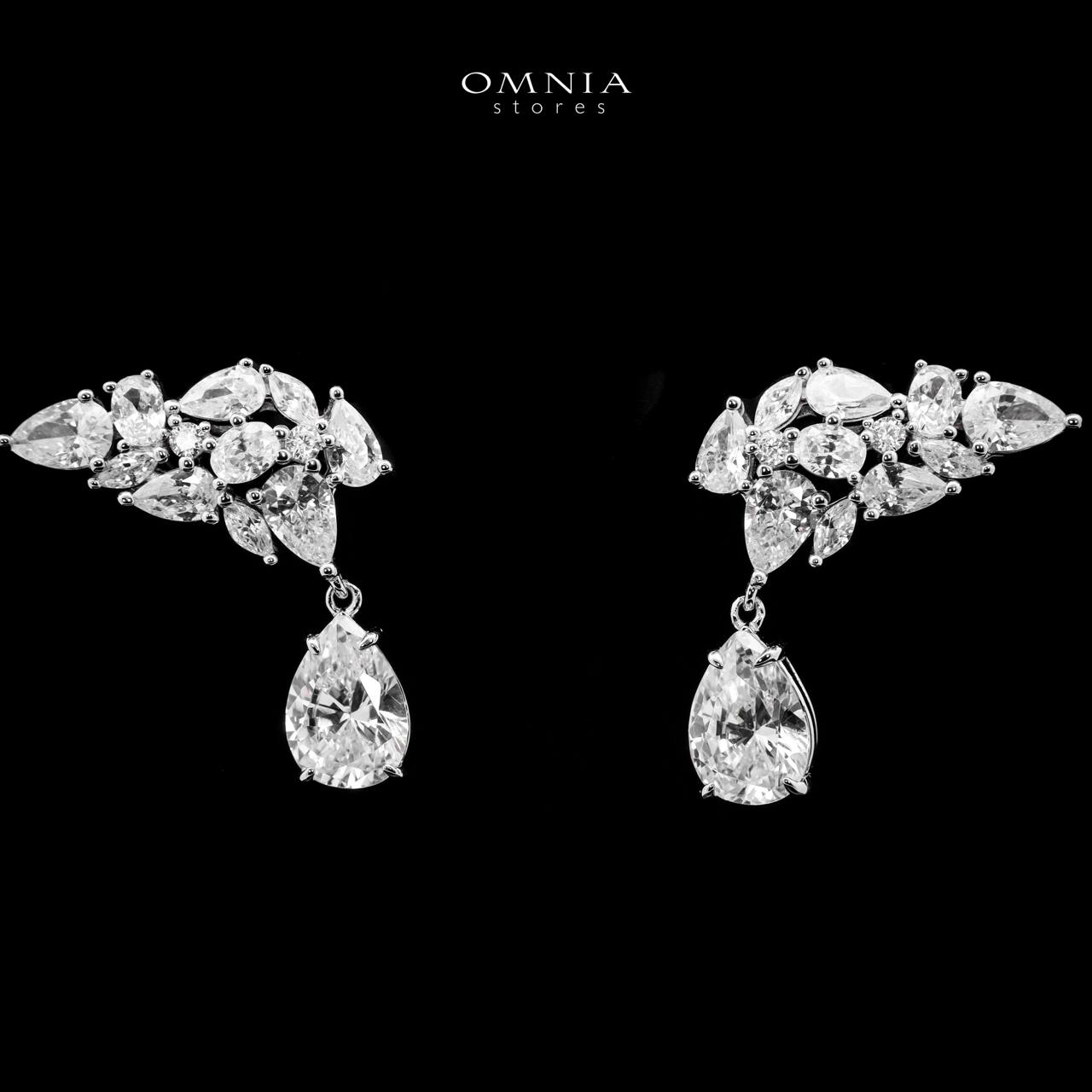 Omnia Saida Silver Winged Earrings in 925 Silver with High Quality White Simulated Diamonds Stones - OMNIASTORES UAE