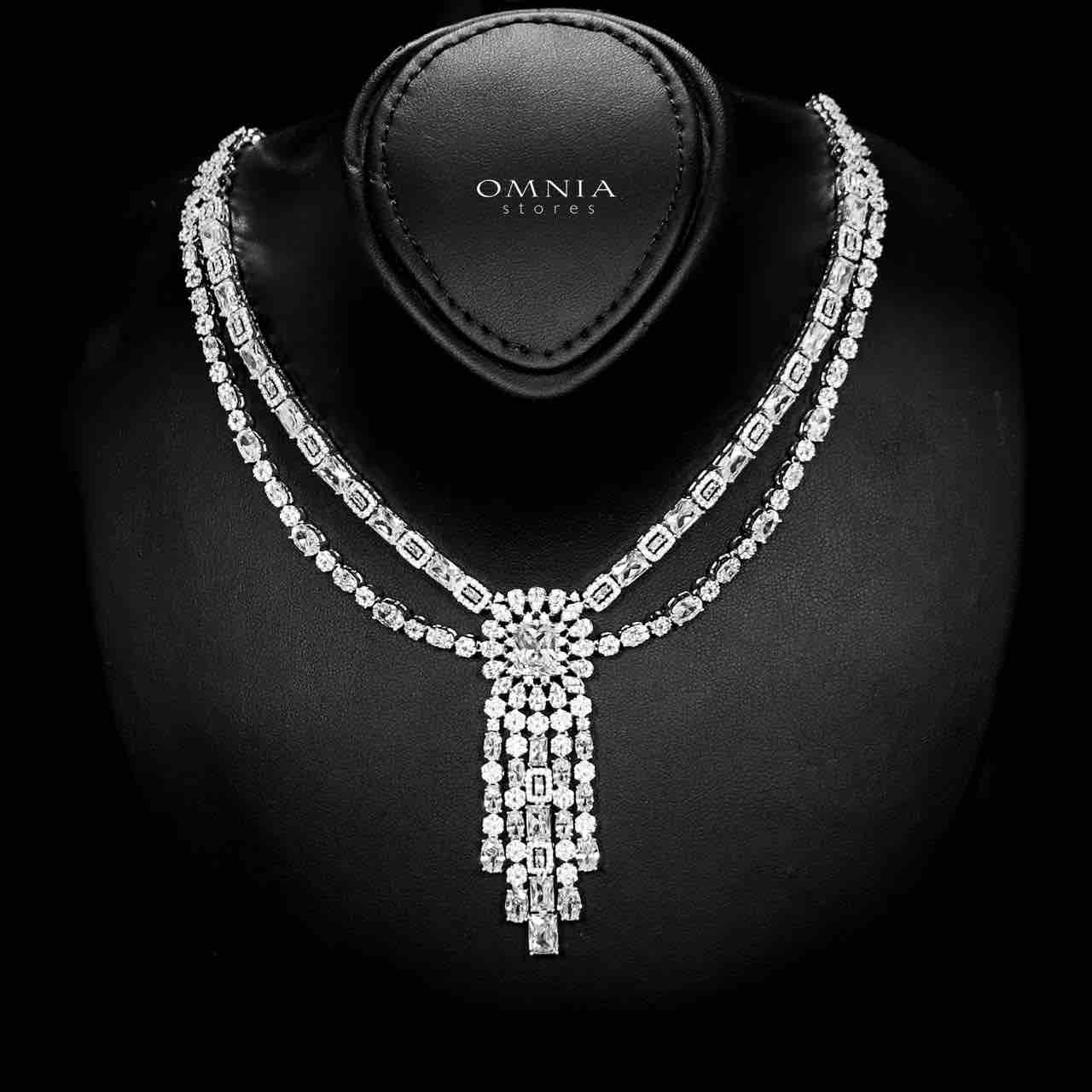 Omnia Emily Bridal Full Set in High Quality Zircon Stone Rhodium Plated - OMNIASTORES UAE