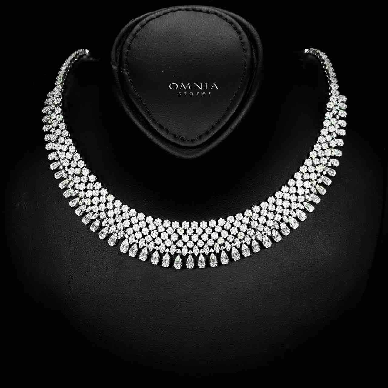 Omnia Taybah White Luxury Bridal Set In Rhodium Plated with High Quality Zircon Stones - OMNIASTORES KSA