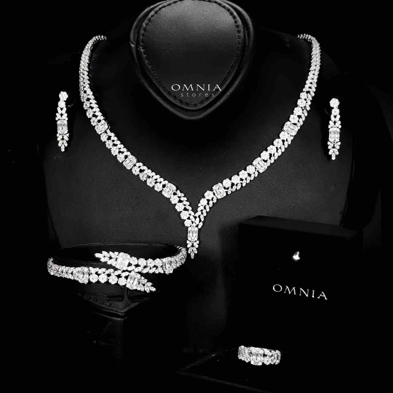 Omnia Elham White Luxury Bridal Full Set with Rhodium Plated in High Quality White Zircon Stone Rhodium Plated - OMNIASTORES KSA