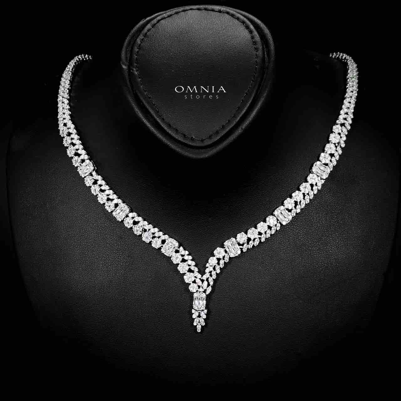 Omnia Elham White Luxury Bridal Full Set with Rhodium Plated in High Quality White Zircon Stone Rhodium Plated - OMNIASTORES KSA