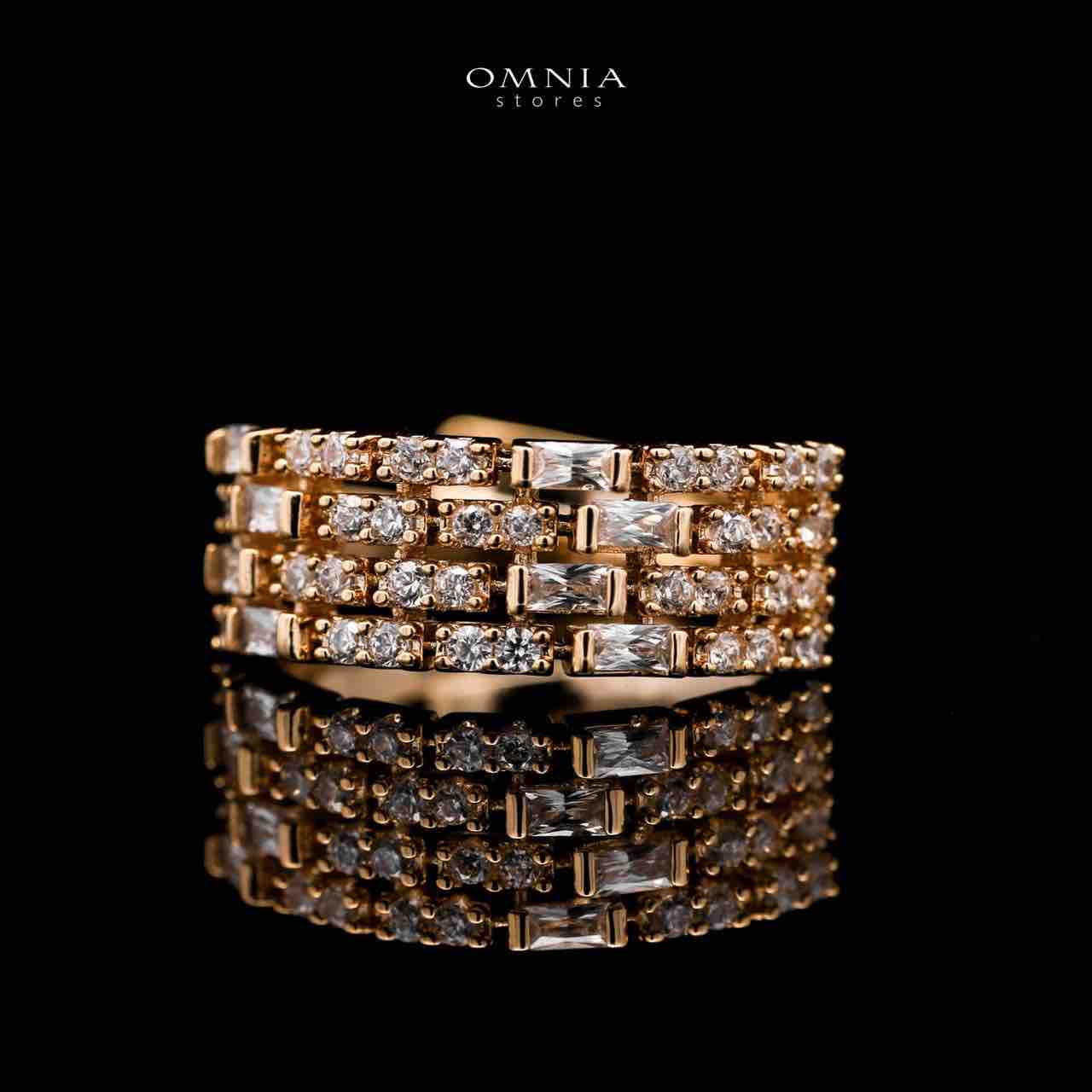 Omnia Zehra Gold Plated Bridal Full Set with Rhodium Plated in High Quality Zircon Stones