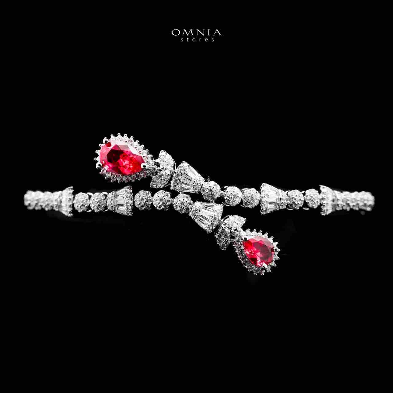 Omnia Ghada Red Bridal Full Set with Rhodium Plated in High Quality Zircon Stone Rhodium Plated - OMNIASTORES UAE