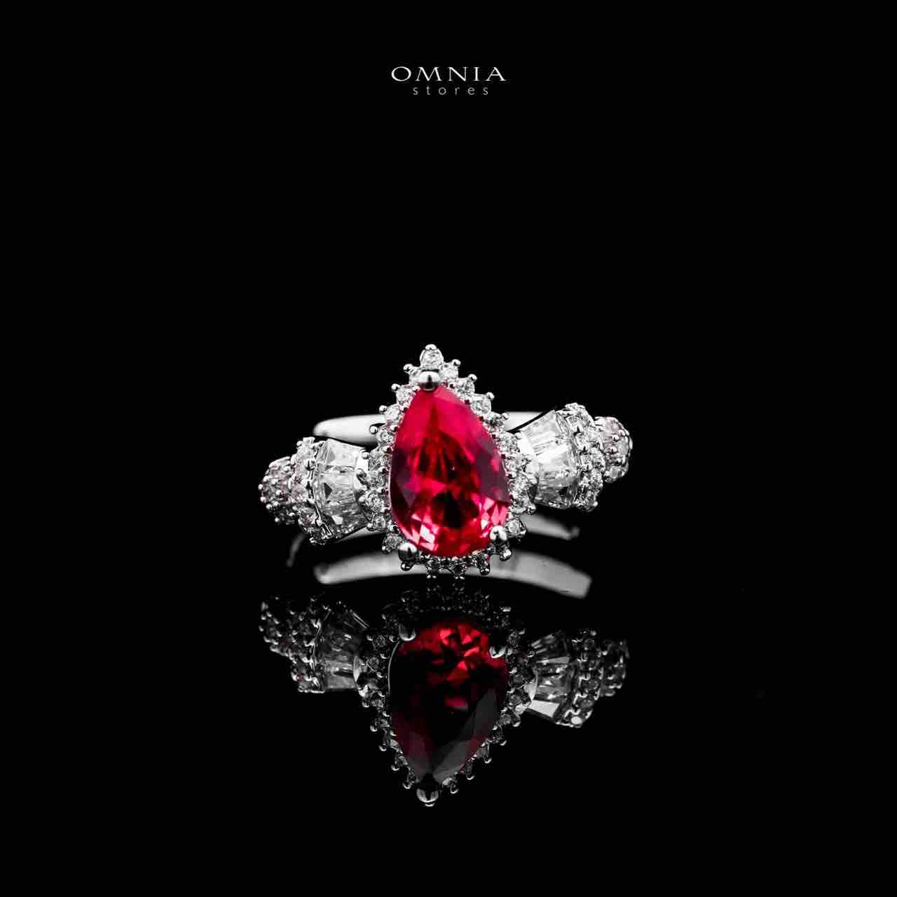 Omnia Ghada Red Bridal Full Set with Rhodium Plated in High Quality Zircon Stone Rhodium Plated - OMNIASTORES UAE