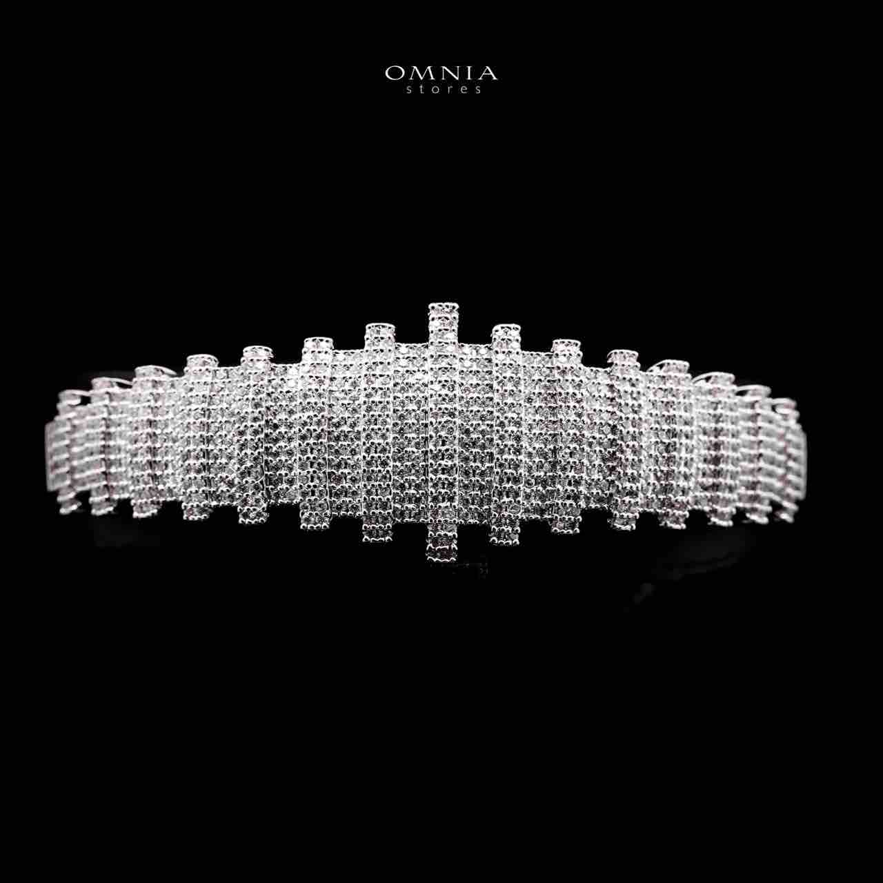 Omnia Ashley Bridal Full Set Accessories High Quality Zircon Stone in Rhodium Plated - OMNIASTORES UAE