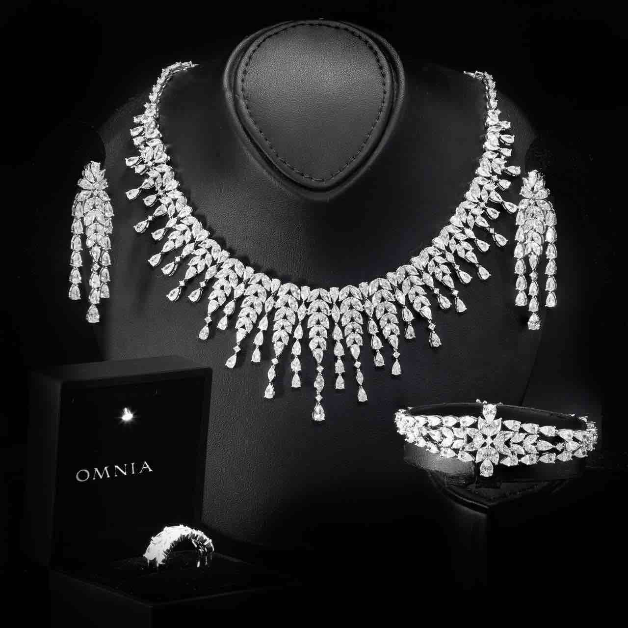 Omnia Sheena White Bridal Full Set in 925 Silver with High Quality Simulated Diamonds