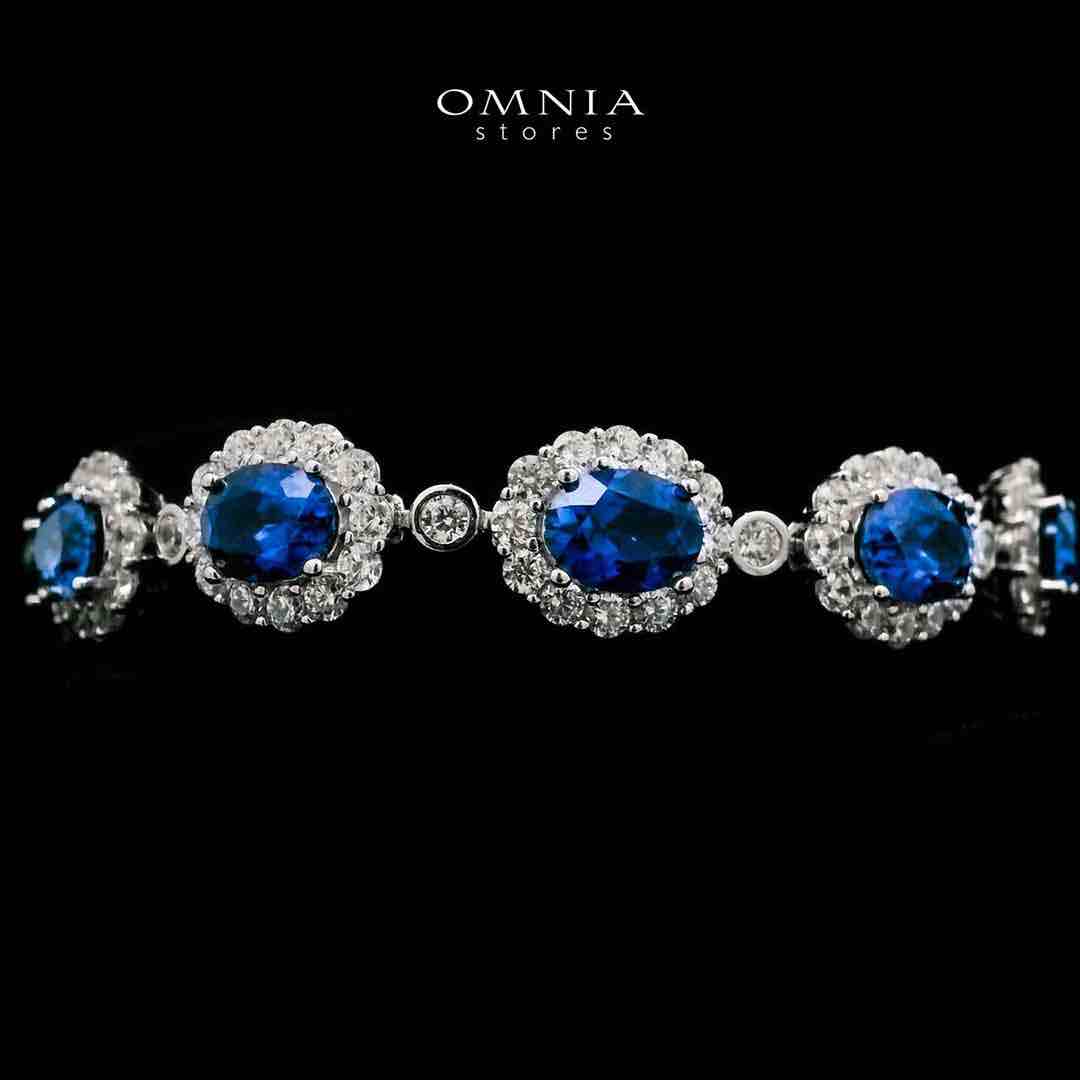 Mahasin Lab-Grown Sapphire Blue Stones With GRC Certified Bracelet in 925 Silver
