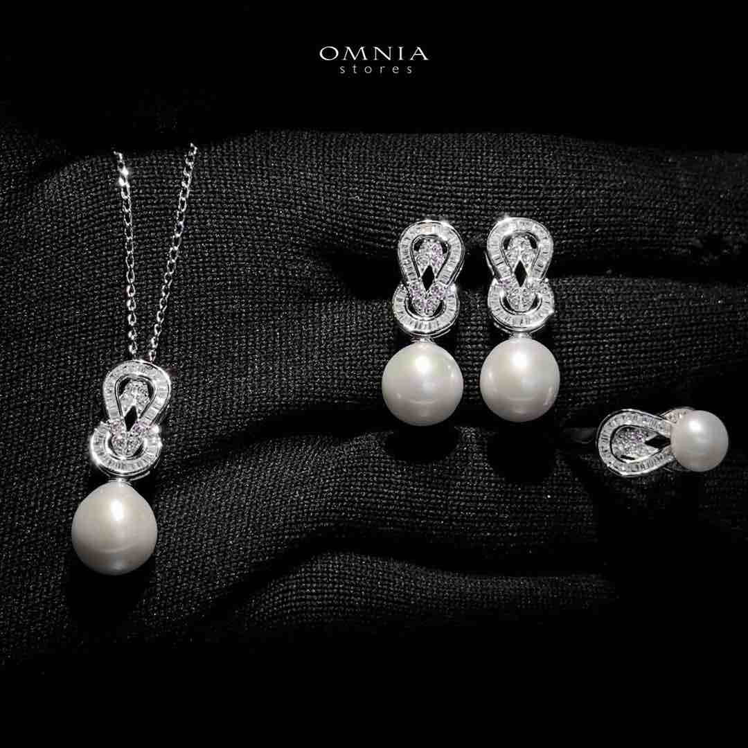 Omnia Alia Fresh Real Water Pearl Set in 92.5 Silver Accessories High Quality Simulated Diamonds