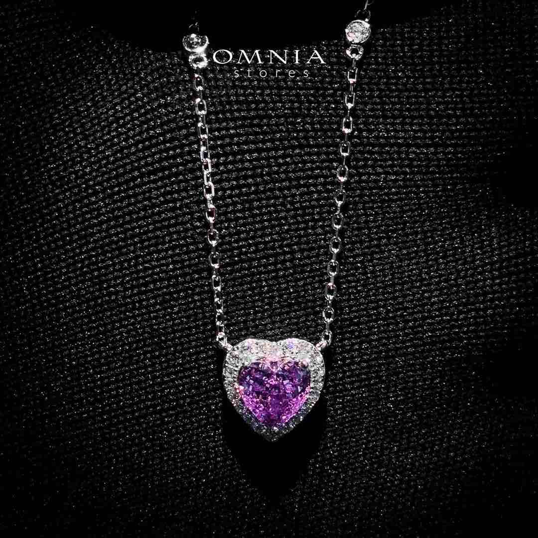 Samiha Purple Heart Necklace In 925 Silver High Quality Simulated Diamonds - OMNIASTORES KSA