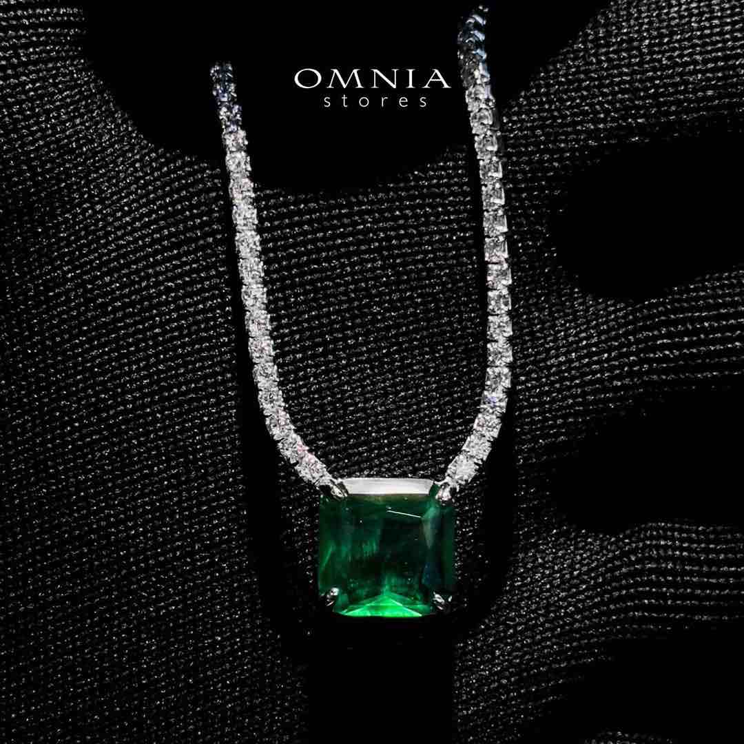 Omnia Bettina Green Necklace 925 Silver in High Quality Simulated Diamonds - OMNIASTORES KSA