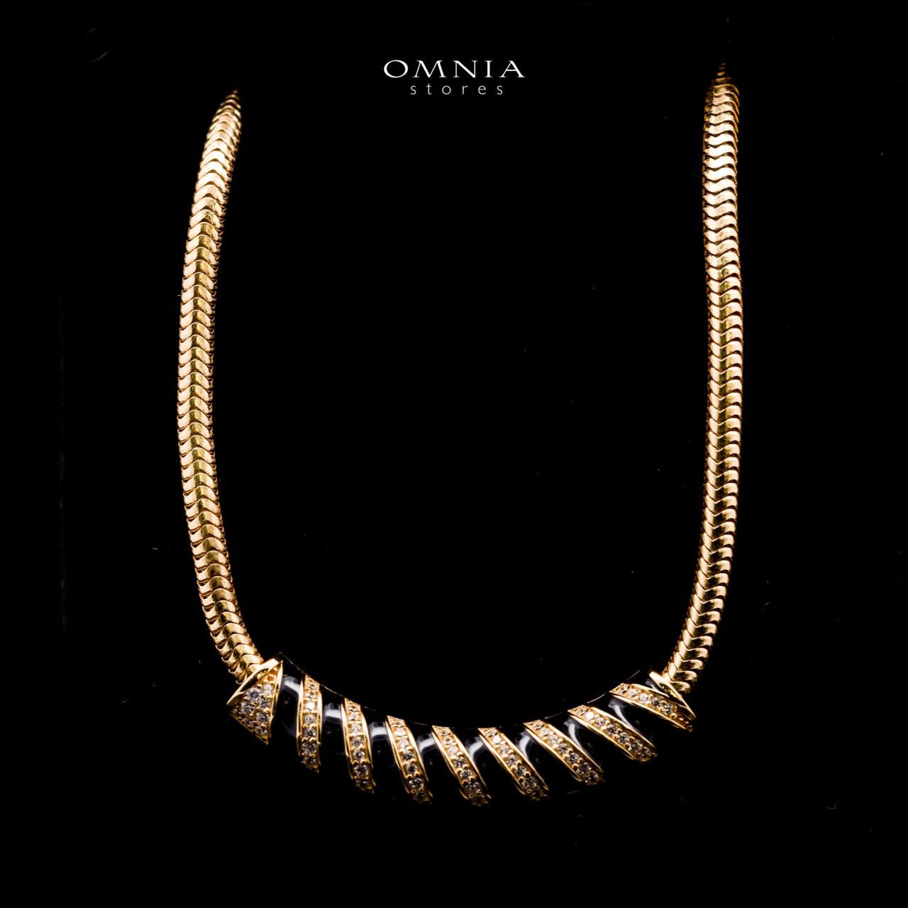 Omnia Rihab Gold Necklace & Earrings Set In 925 Silver High Quality Simulated diamonds - OMNIASTORES UAE