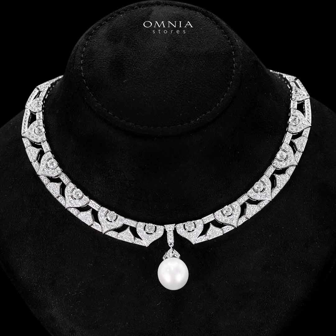 Omina Nouriya White Real Fresh Pear Necklace & Earrings in 925 Silver with High Quality Simulated Diamond Stones - OMNIASTORES UAE