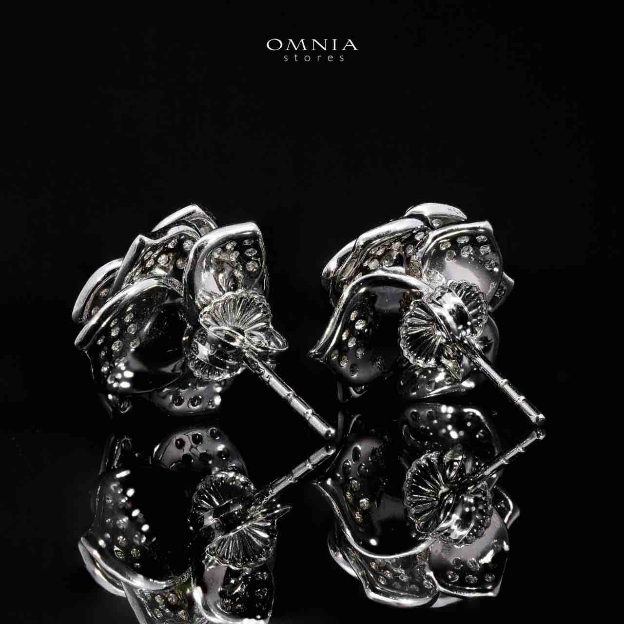 Omnia Stella Floral Earrings in 925 Silver with High Quality Simulated Diamonds